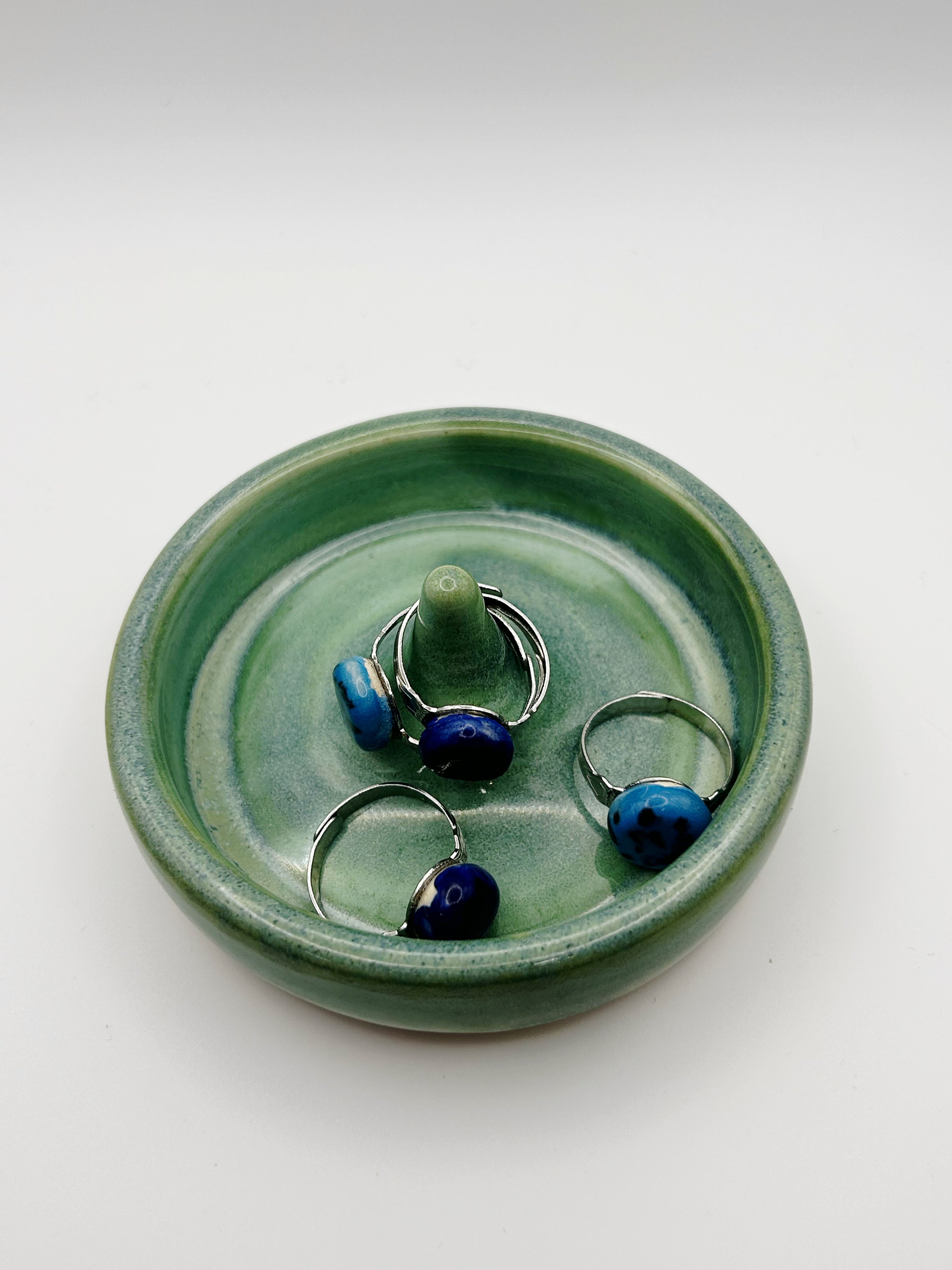 Green Handmade Ceramic Jewelry Dish