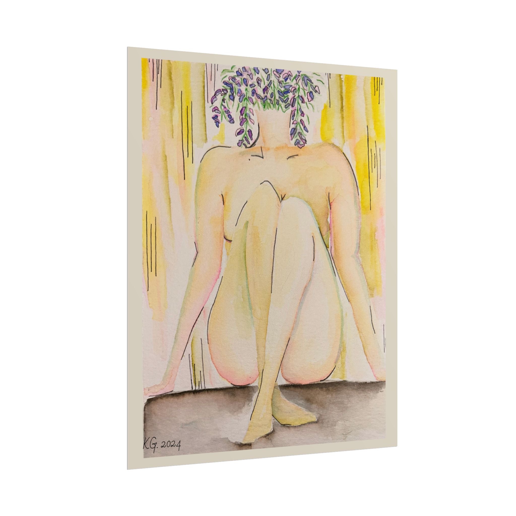 Watercolor Botanical Female Decor Poster