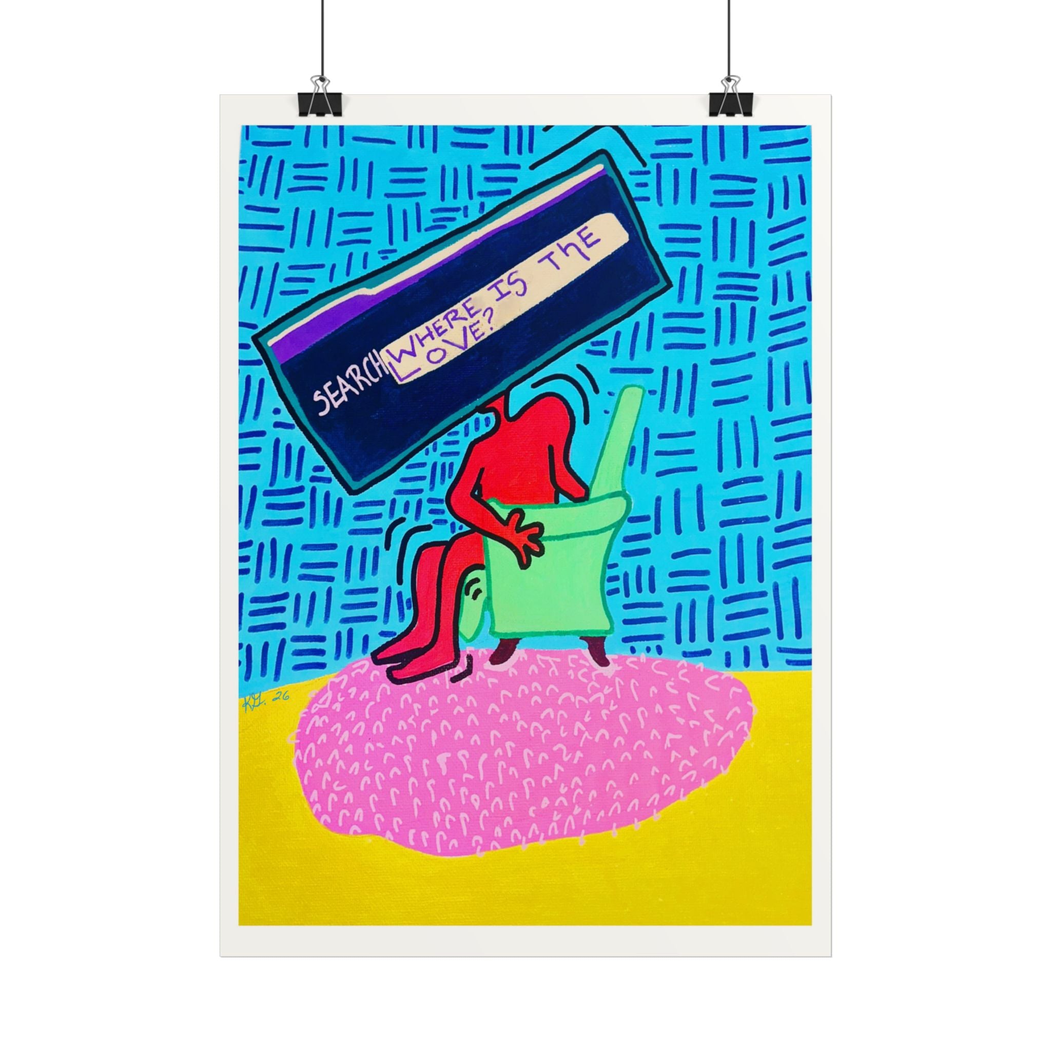 Groovy Keith Haring inspired art poster; artist designed