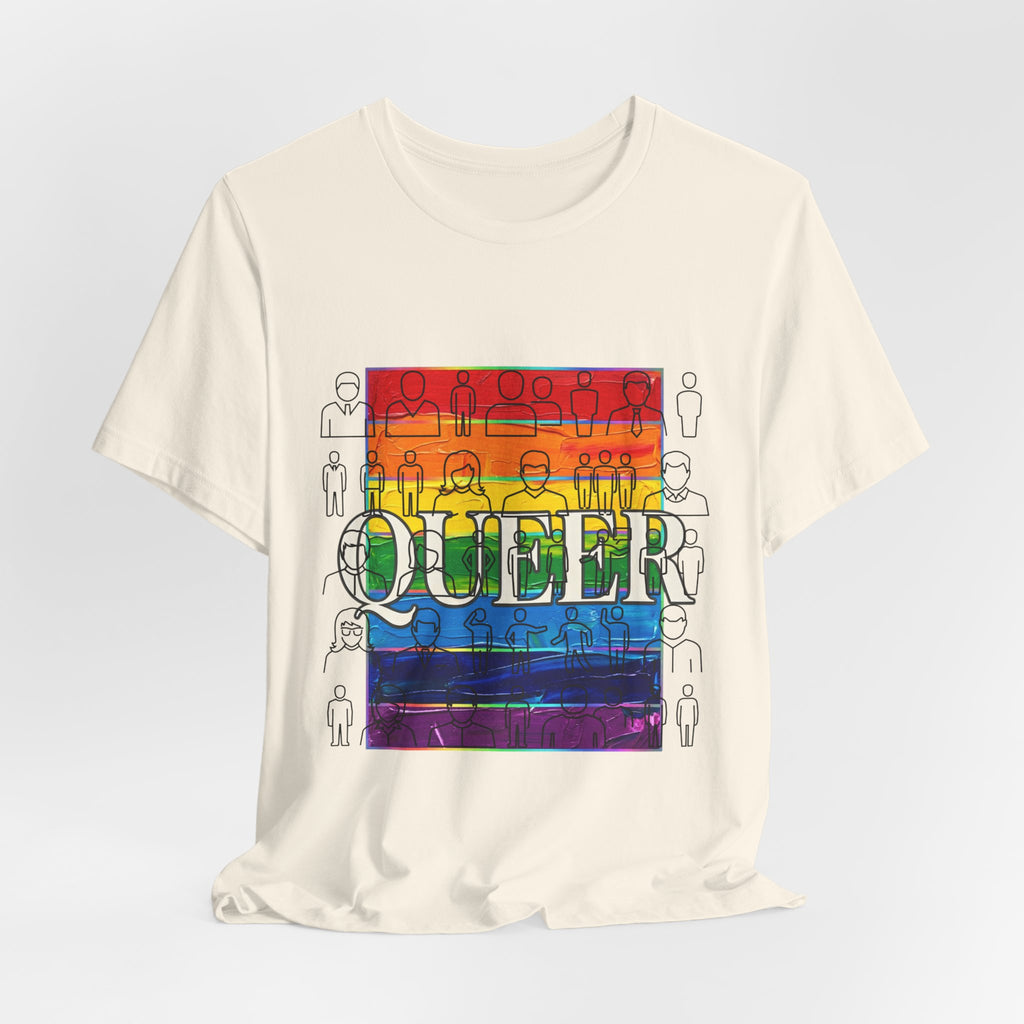 Queer Love Rainbow Tee | LGBTQ+ Pride, Cute Pastel Rainbow Typography