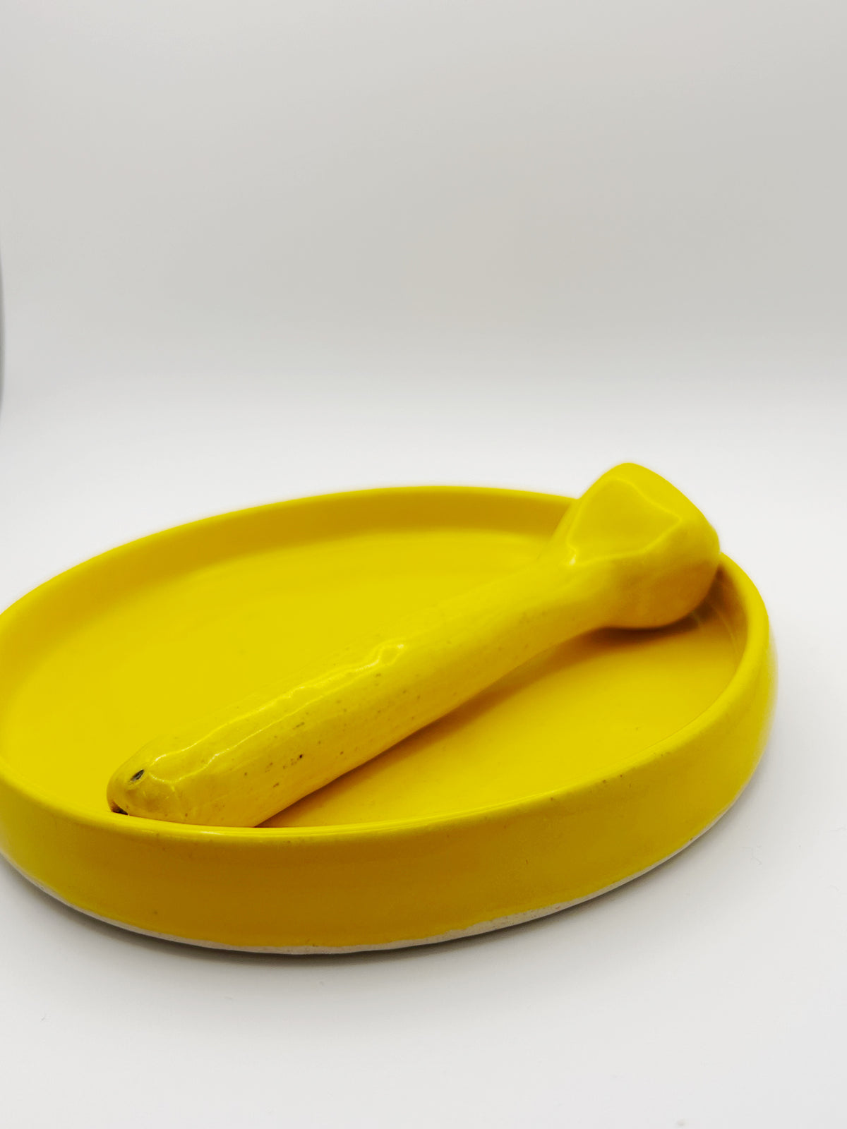Sunshine Yellow Ceramic Pipe and Plate set